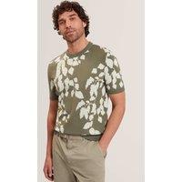 Ted Baker Pure Cotton Leaf Knitted T-Shirt Light Green