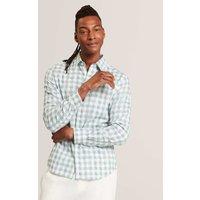 Ted Baker Regular Fit Cotton Rich Textured Check Shirt Green