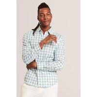 Ted Baker Regular Fit Cotton Rich Textured Check Shirt Green