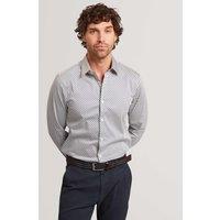 Ted Baker Slim Fit Cotton Rich Geometric Shirt Grey