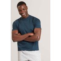 Ted Baker Pure Cotton Jacquard T-Shirt Navy