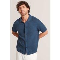 Ted Baker Textured Button Through Knitted Polo Shirt Navy