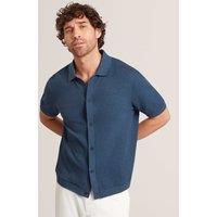 Ted Baker Textured Button Through Knitted Polo Shirt Navy