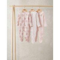 Mamas & Papas 3 Pack Pure Cotton Floral Sleepsuits (0-24 Months) Pink