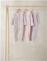 3 Pack Pure Cotton Lavender Sleepsuits (0-24 Months)