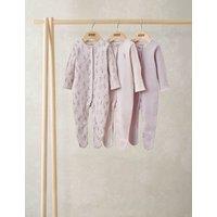 Mamas & Papas 3 Pack Pure Cotton Lavender Sleepsuits (0-24 Months) Multi