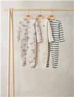 Mamas & Papas 3 Pack Pure Cotton Turtle Sleepsuits (0-24 Months) Cream