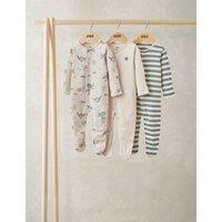 Mamas & Papas 3 Pack Pure Cotton Turtle Sleepsuits (0-24 Months) Cream