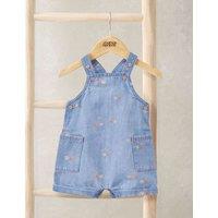 Mamas & Papas Pure Cotton Patterned Dungarees (0-3 Years) Blue
