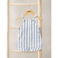 Mamas & Papas Cotton Rich Striped Dungarees (0-3 Years) Blue