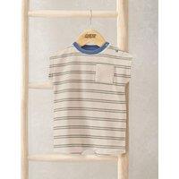 Mamas & Papas Pure Cotton Towelling Striped Romper (0-18 Months) Cream