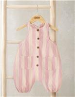 Mamas & Papas Pure Cotton Striped Romper (0-3 Years) Pink