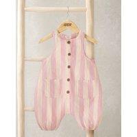 Mamas & Papas Pure Cotton Striped Romper (0-3 Years) Pink