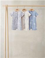 3 Pack Pure Cotton Toucan Zip Rompers (0-18 Months)