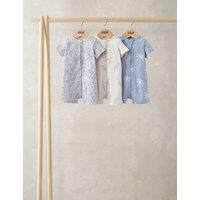 Mamas & Papas 3 Pack Pure Cotton Toucan Zip Rompers (0-18 Months) Multi