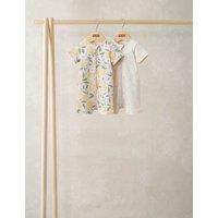 Mamas & Papas 2 Pack Pure Cotton Lemon Zip Rompers (0-18 Months) Yellow