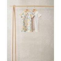 Mamas & Papas 2 Pack Pure Cotton Lemon Zip Rompers (0-18 Months) Yellow