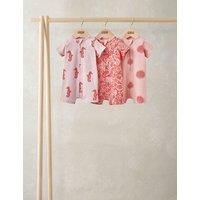 Mamas & Papas 3 Pack Pure Cotton Seahorse Zip Rompers (0-18 Months) Pink