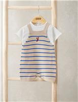 2 Piece Pure Cotton Knitted Dungaree Outfit (0-18 Months)