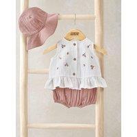 Mamas & Papas 3 Piece Pure Cotton Embroidered Outfit (0-12 Mths) Pink