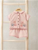 2 Piece Shell Embroidery Top & Bottom Set (0-3 Years)