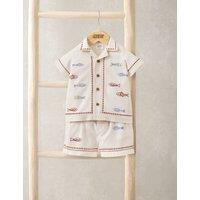 Mamas & Papas 2 Piece Fish Embroidery Top & Bottom Set (0-3 Years) Cream