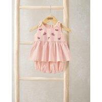 Mamas & Papas 2 Piece Pure Cotton Embroidered Outfit (0-24 Mths) Pink
