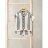 Mamas & Papas 2 Piece Pure Cotton Knitted Top & Bottom Set (0-3 Years) Green