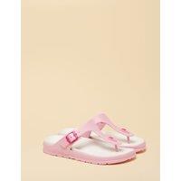 Joules Buckle Flat Flip Flops Pink
