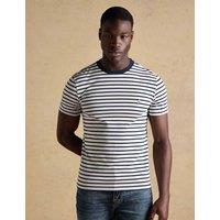 Joules Pure Cotton Striped Crew Neck T-Shirt White Mix