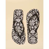 Joules Floral Flat Flip Flops Black Mix