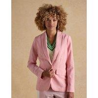 Joules Linen Rich Single Breasted Blazer Pink