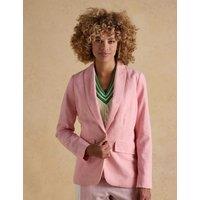 Joules Linen Rich Single Breasted Blazer Pink