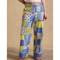 Joules Pure Cotton Printed Wide Leg Trousers Multi
