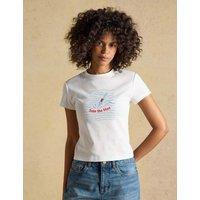 Joules Cotton Rich Graphic T-Shirt White Mix