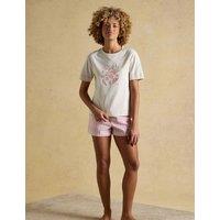 Joules Pure Cotton Shell Striped Shortie Set Pink Mix