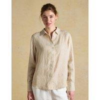 Joules Pure Linen Striped Shirt Ecru Mix