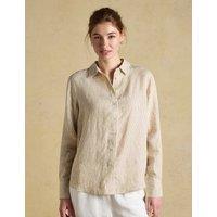 Joules Pure Linen Striped Shirt Ecru Mix