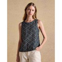 Joules Linen Blend Starfish Print Blouse Navy Mix