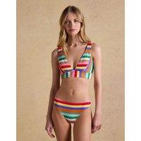 Joules Striped Padded Plunge Bikini Top Multi