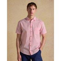 Joules Regular Fit Linen Rich Short Sleeve Shirt Pink