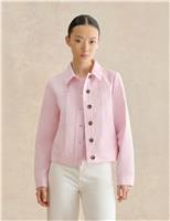 HOBBS Cotton Rich Denim Jacket Pink