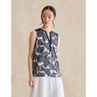HOBBS Cotton Blend Floral V-Neck Vest Pink Mix