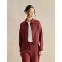 HOBBS Pure Linen Collared Jacket Brown