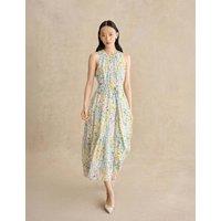 HOBBS Floral Belted Midi Waisted Dress White Mix