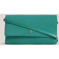 HOBBS Suede Clutch Bag Green