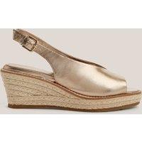 HOBBS Leather Metallic Wedge Espadrilles Grey