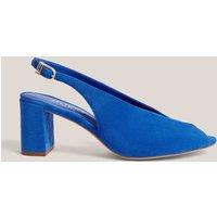 HOBBS Suede Block Heel Peep Toe Slingback Sandals Blue