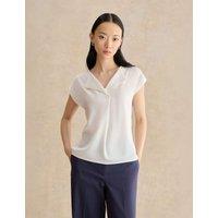 HOBBS Collarless Cap Sleeve Blouse Cream