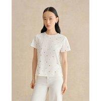 HOBBS Pure Cotton Sparkly T-Shirt Cream Mix